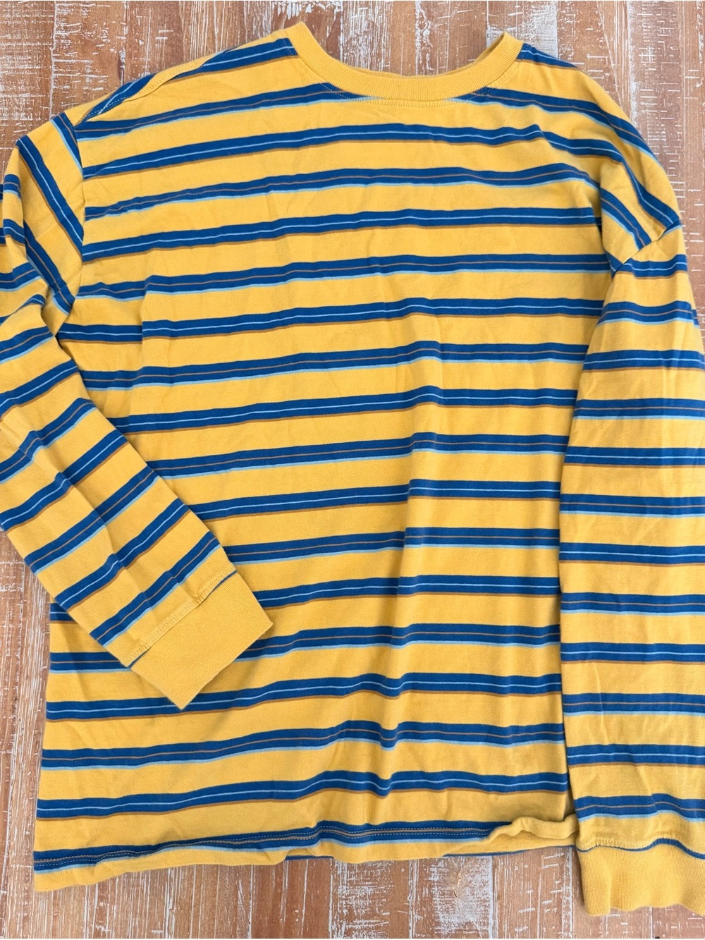 Old Navy 90,s Yellow and Blue Striped Long Sleeve Tee Size Boys XL Unisex Fits S